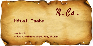 Mátai Csaba névjegykártya